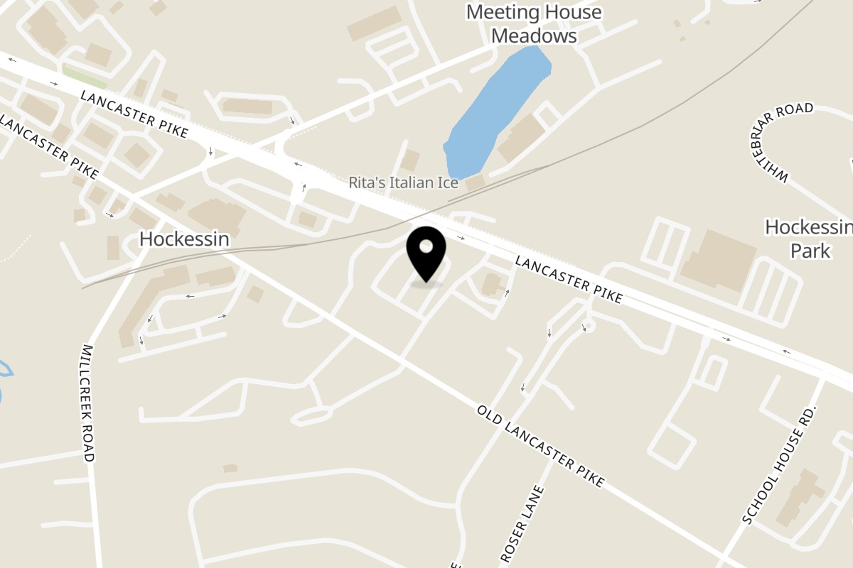 Map showing the location of Aunt Berta's Kitchen Hockessin on 7288 Lancaster Pike in Hockessin