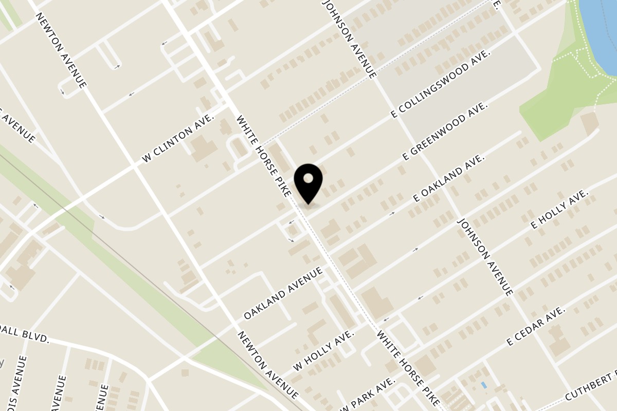 Map showing the location of Aunt Berta's Kitchen Oaklyn on 639 White Horse Pike in Haddon Township